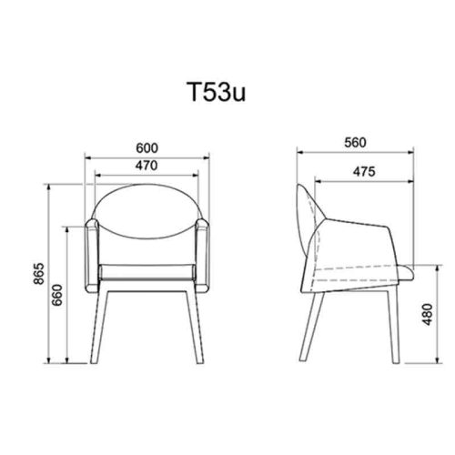 صندلی رستورانی T53u dimension,خرید صندلی رستورانی,صندلی رستورانی چوبی